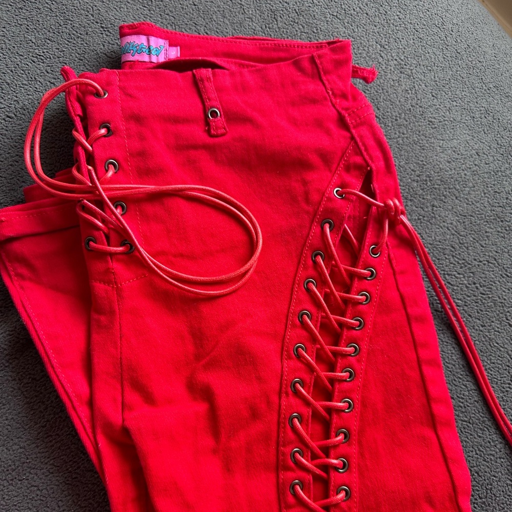 Edikted Engine Red Flared Jeans - Large - image 8